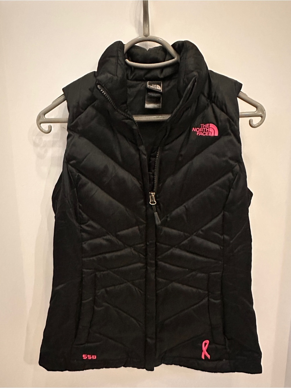 The North Face Women’s Black Quilted Vest with Pink Accents Limited Edition